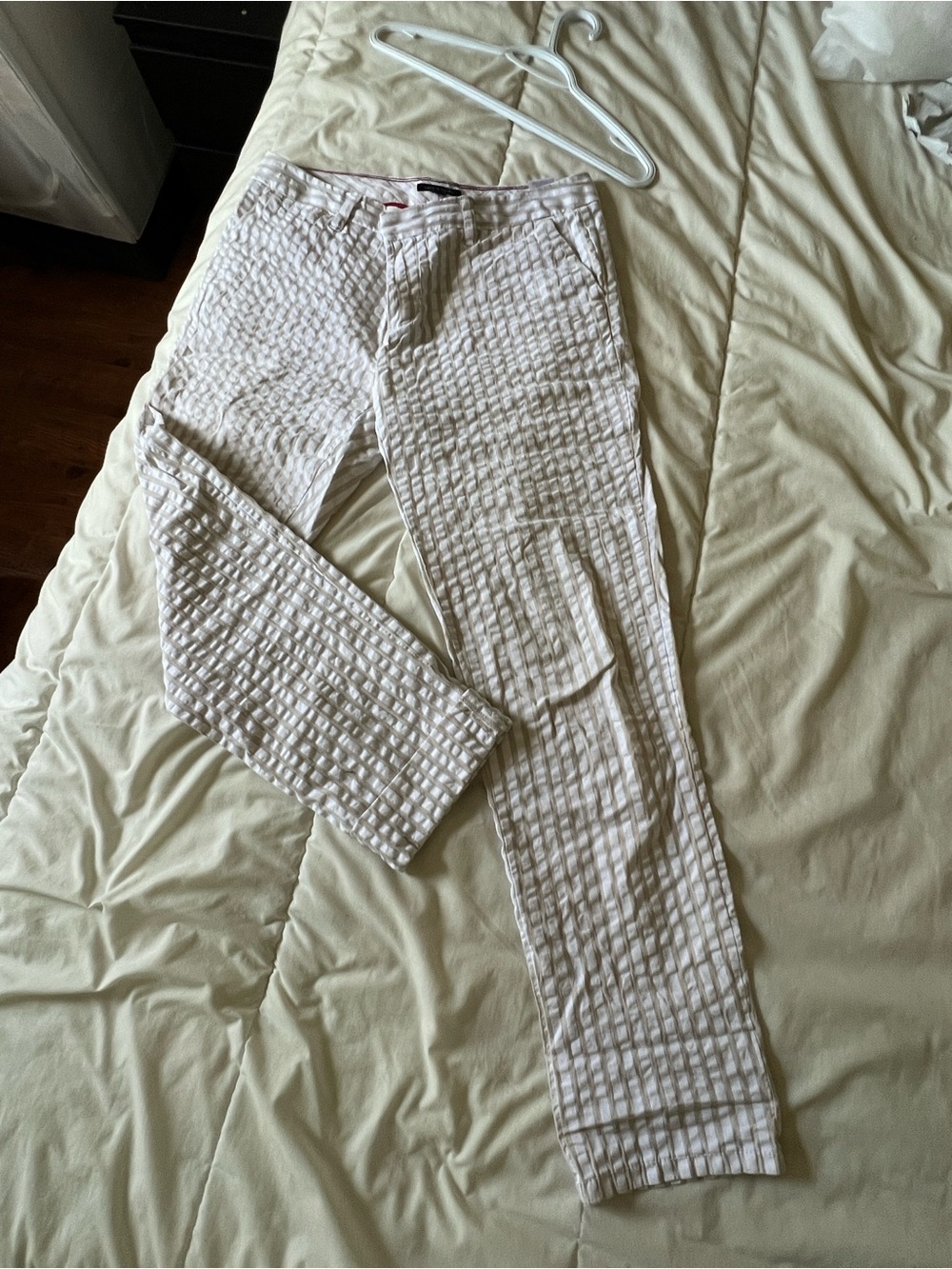 Tommy Hilfiger White Textured Straight-Leg Jeans